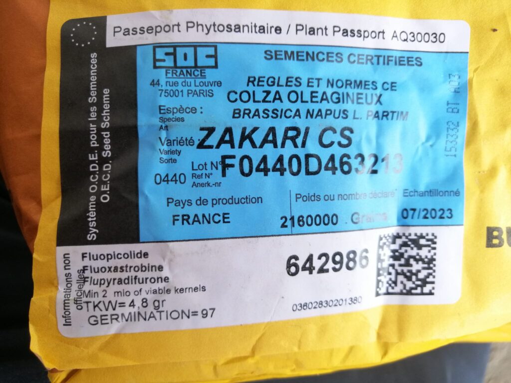 etykieta materiału siewnego