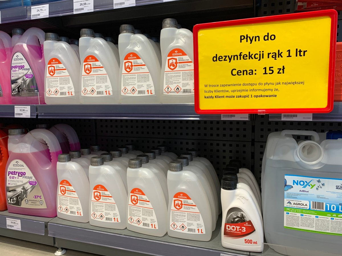 płyn do dezynfekcji rąk, zakład w Jedliczu, orlen, pandemia koronawirusa
