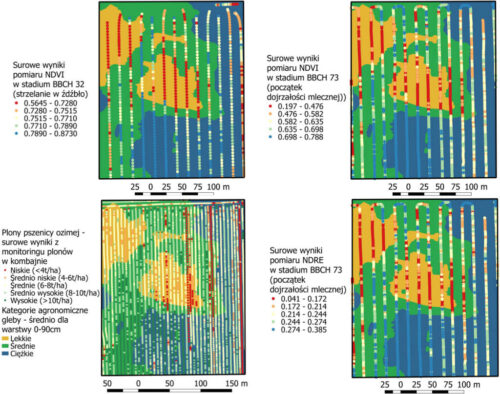 mapa pola, NDVI, plon pszenicy