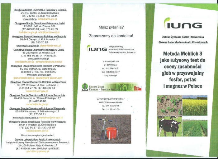 broszura, metoda Mehlich 3, IUNg-PIB