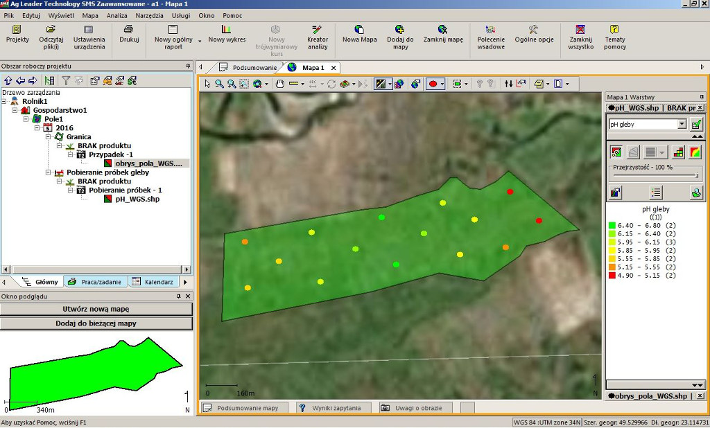 mapa, program SMS Ag Leader