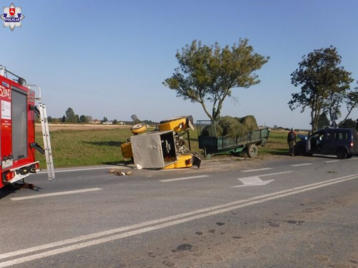 wypadki z udzialem ciągników, lubelszczyzna, policja, Stara Dąbia, Tchórzew Kolonia