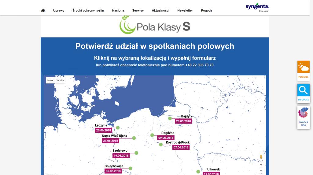 Pola Klasy S, Syngenta, spotkania polowe firma Syngenta, Pola Klasy S 2018, ELATUS ERA