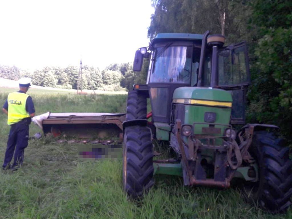 wypadek, policja, kujawsko-pomorskie, ranny mężczyzna, kosiarka dyskowa