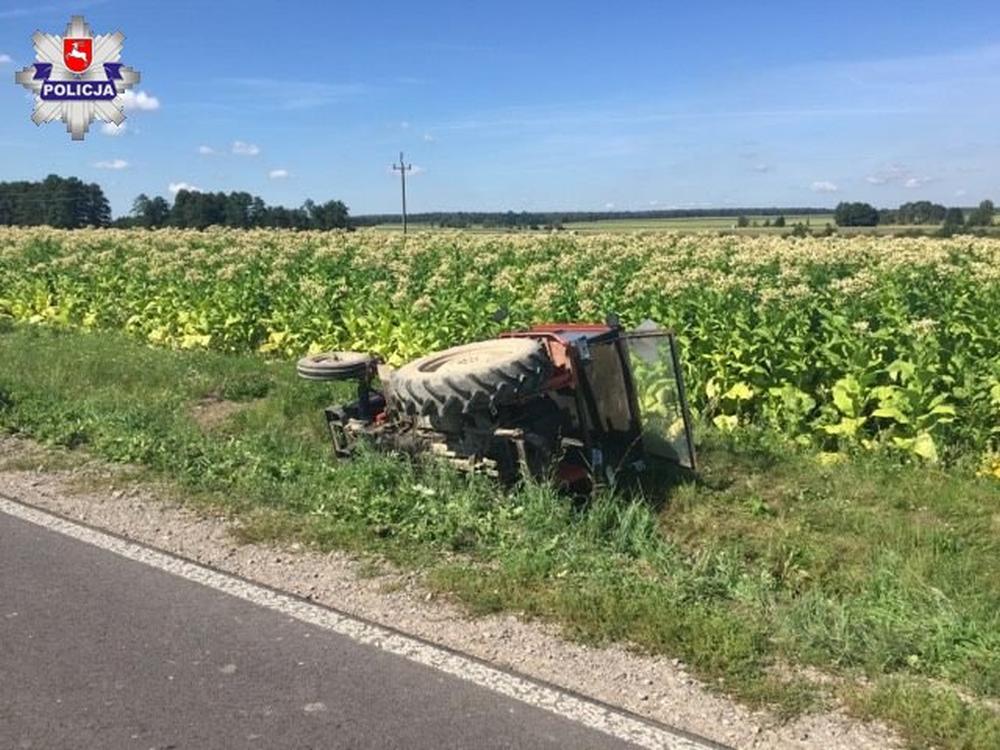 wypadek, lubelskie, traktorzysta dostał mandat, kolizja na drodze