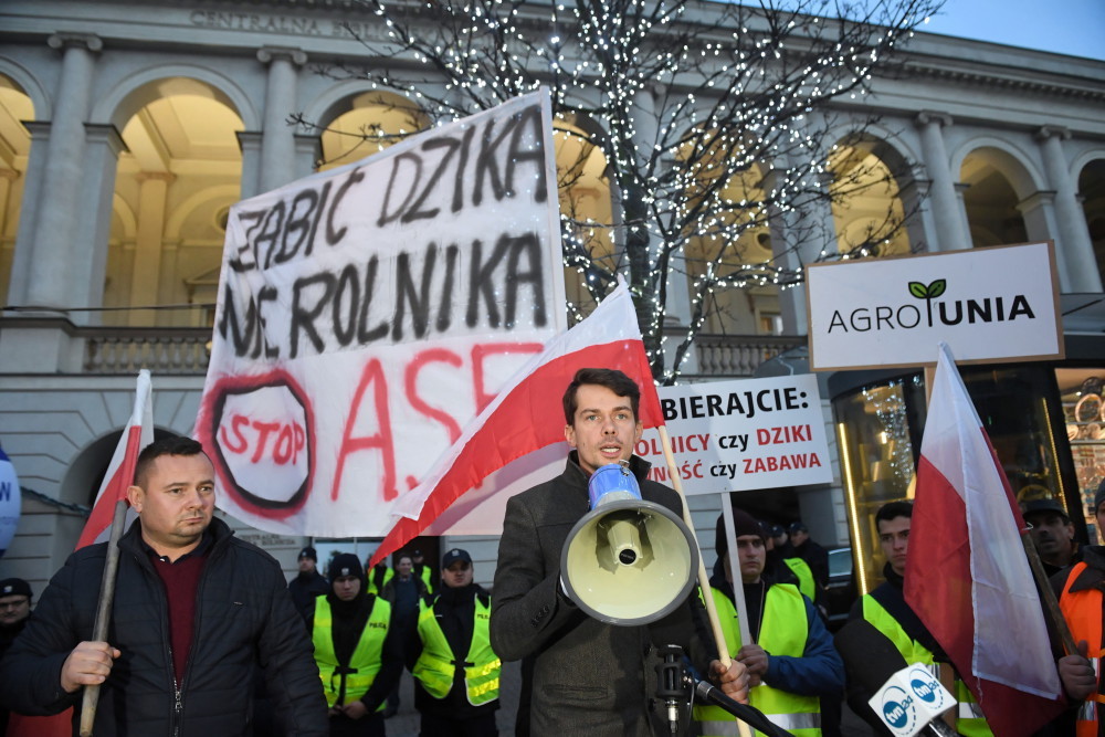 protest rolników z agrounii, polski związek łowiecki, odstrzał dzików, walka z asf w polsce, jan krzysztof ardanowski