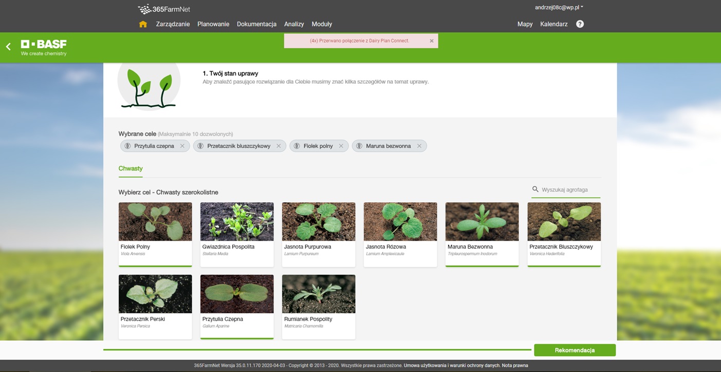 BASF AgSolutions Finder na platformmie 365FarmNet