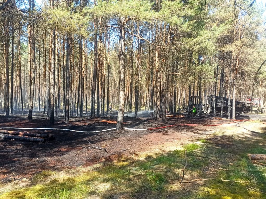 pożar forwardera, Dębogóra, Łukasz Kawka, KP PSP w Szamotułach
