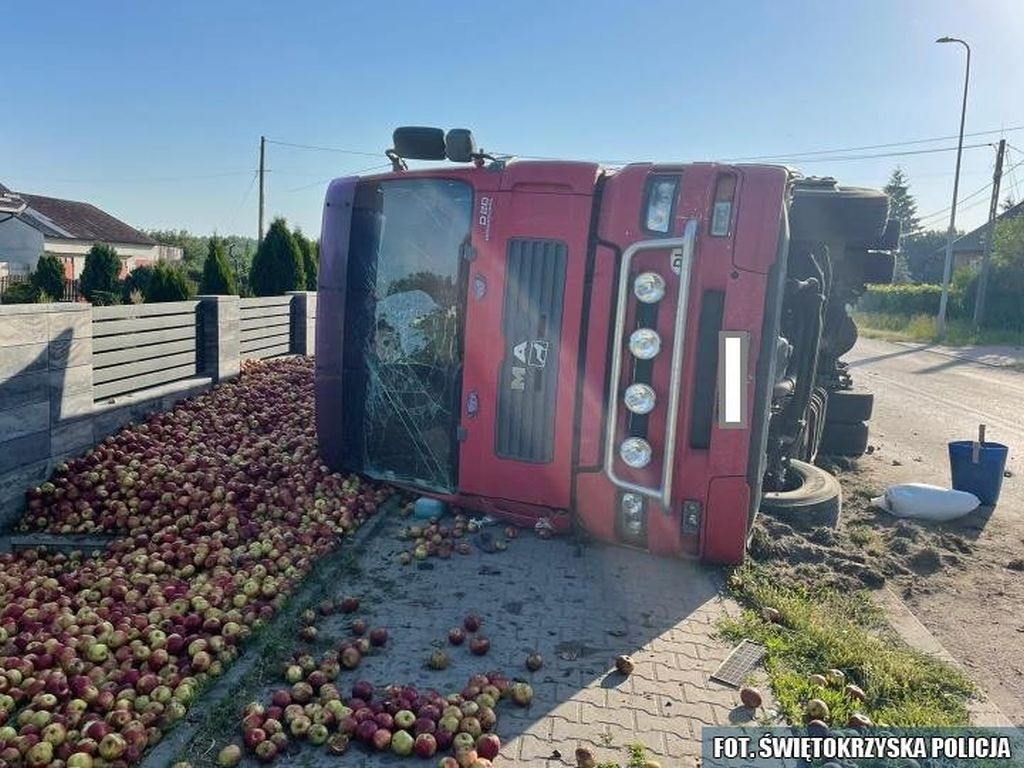 transport jabłek, Sułków , powiat włoszczowski, KPP Włoszczowa