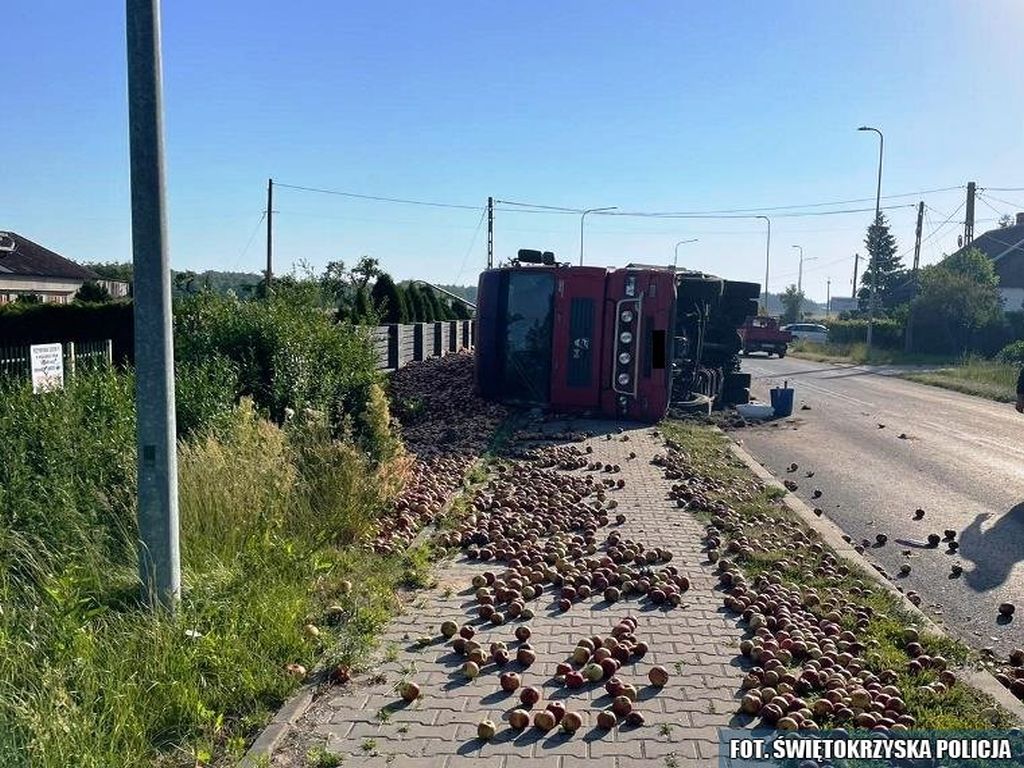 transport jabłek, Sułków , powiat włoszczowski, KPP Włoszczowa