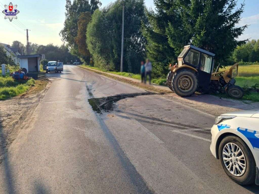 wypadek, traktor, ciągnik, powiat kraśnicki