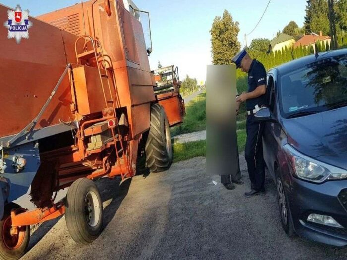 kombajn, policja, wypadek nietrzeźwość