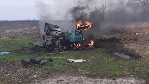 obwód czernihowski, wojna w Ukrainie, mina na polu
