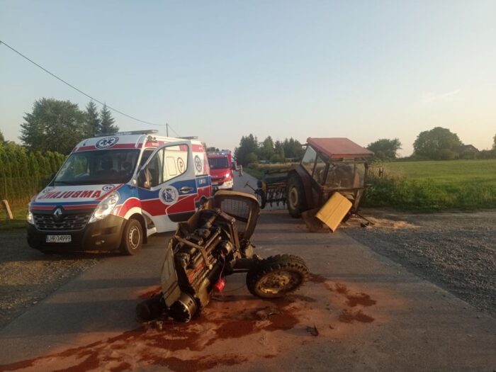 wypadki z udziałem ciągników rolniczych, traktor rozpadł się na pół, Moroczyn, Marcin Lebiedowicz