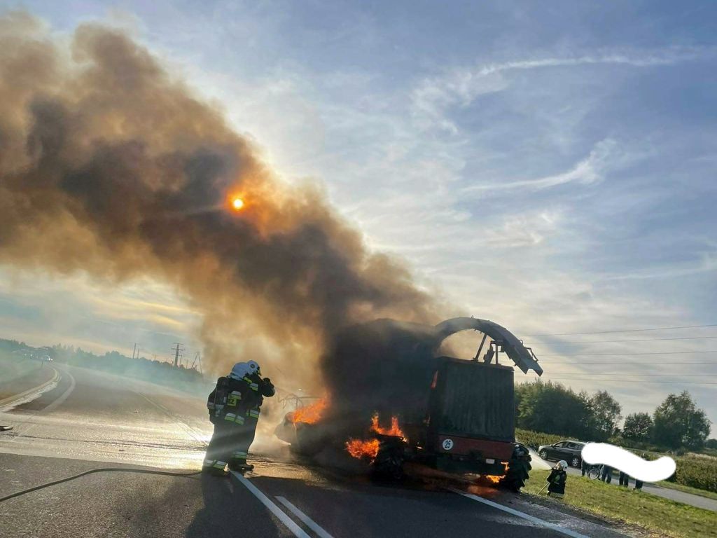 pożar sieczkarni do kukurydzy, Frampol , powiat biłgorajski