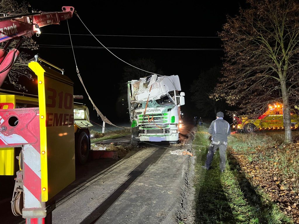 Półtusze wieprzowe na drodze, Kłecko Kolonia, KP PSP Gniezno,  OSP w Kłecku