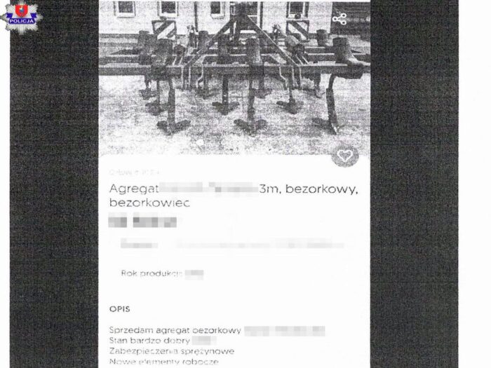 oszustwo, oferta w internecie, oszukany na maszynie, kmp zamość