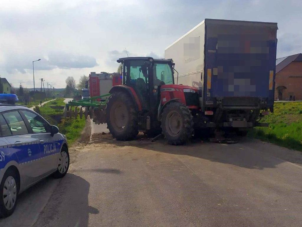 kpp janów lubelski, pijany traktorzysta, kolizja, ciężarówka