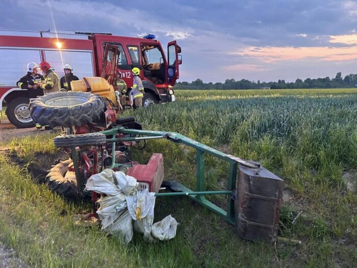 kpp kraśnik, osp wilkołaz, wypadek ciągnik, wypadek przy pracy, przygnieciony