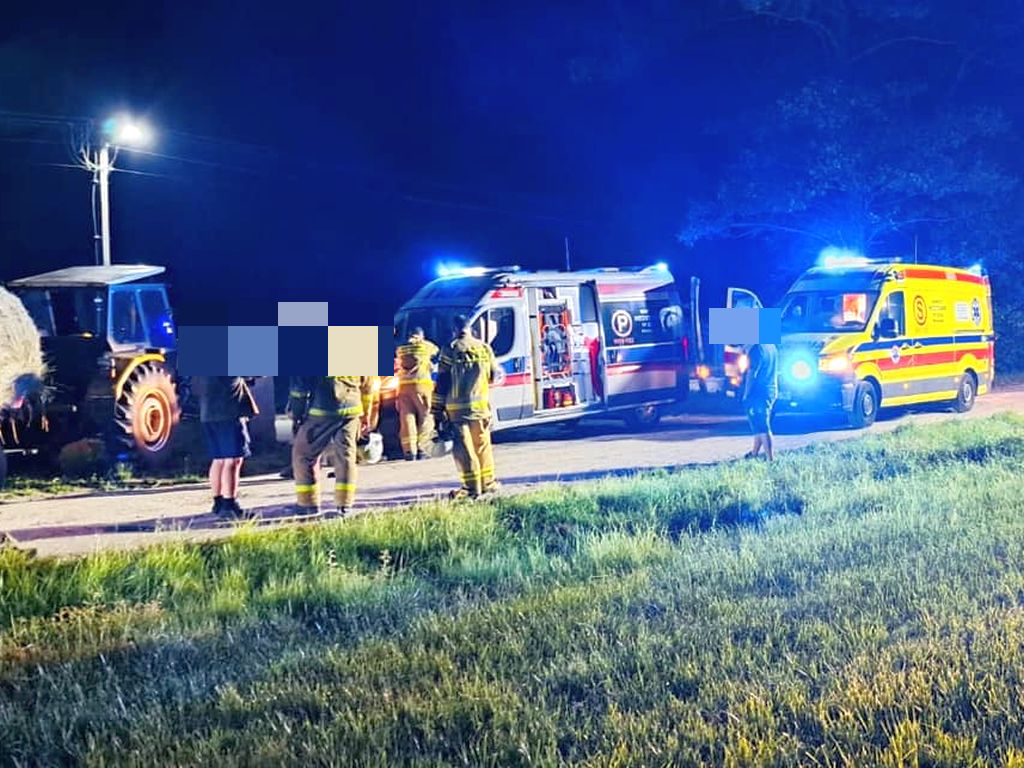 kpp wołomin, wypadek, uderzenie, ciągnik, ranny traktorzysta
