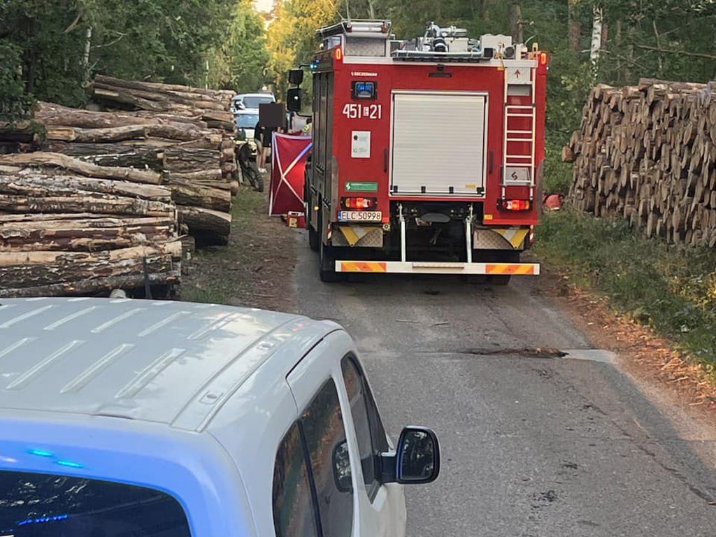 kpp łowicz, wypadek, motocykl, cross, maszyna leśna, zderzenie