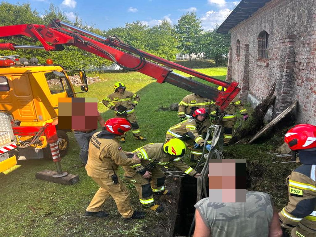 kp psp grójec, akcja, koń, uwięziony koń, dźwig, hds