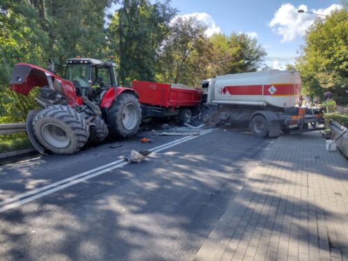 kpp mogilno, kolizja, zdarzenie drogowe, ciągnik, cysterna