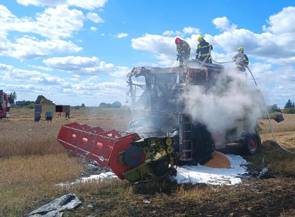 pożar, kombajn, kombajn zbożowy, żniwa