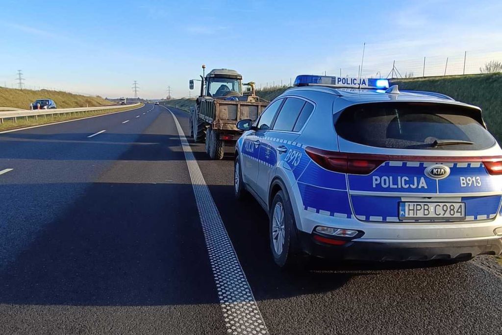 droga ekspresowa, ekspresówka, ciągnik, kontrola drogowa