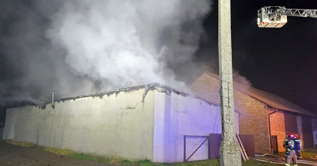 pożar, budynek gospodarczy, akcja gaśnicza, straty