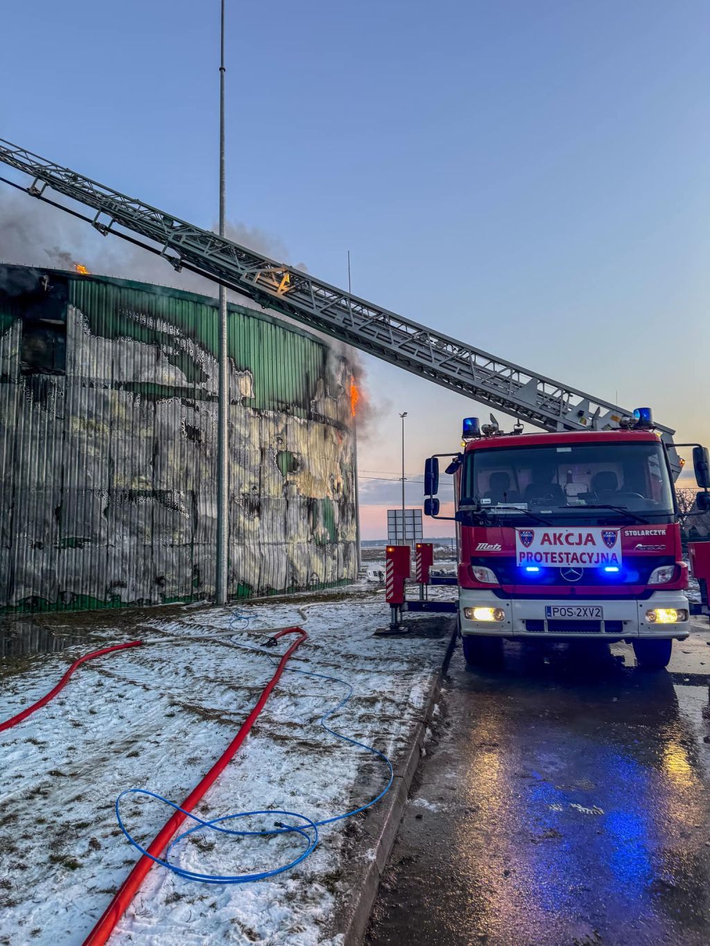 pożar, biogazownia, pożar biogazowni, akcja gaśnicza