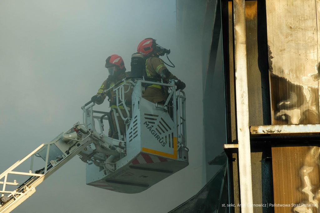 pożar, zakład przetwórstwa drobiu, zakład mięsny, akcja gaśnicza